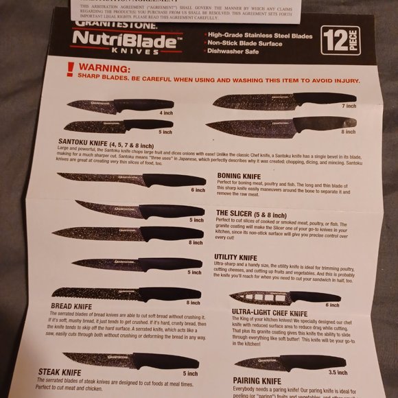 12pc Granitestone Nutri Blade Kitchen Knife Set - Picture 4 of 4